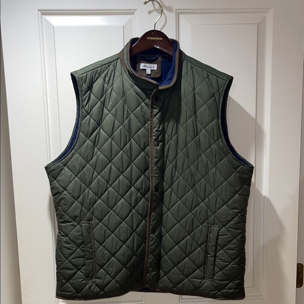Peter Millar Men's Olive Quilted Vest